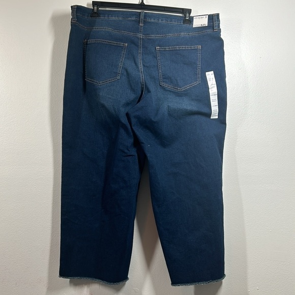 Code Bleu Wide Leg Crop Jeans Stretch NWT Size 20W Dark Wash Raw Hem - Picture 6 of 14